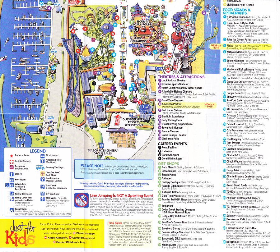 Cedar Point - 2011 Park Map